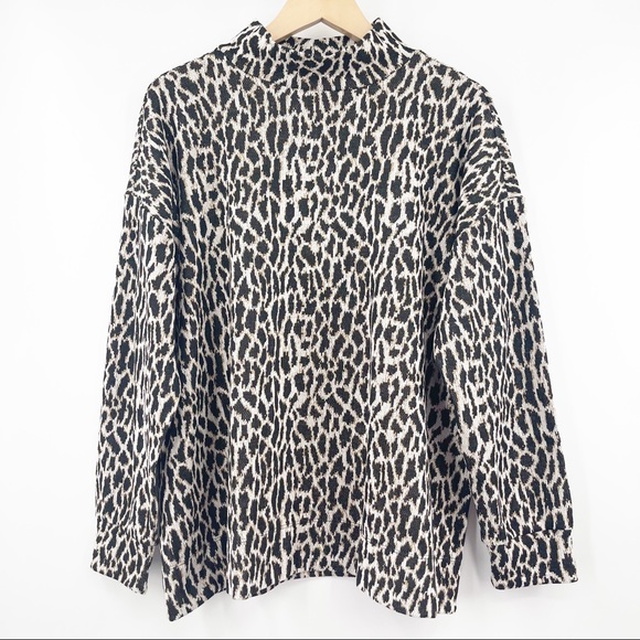 LOFT Sweaters - ANN TAYLOR LOFT PLUS Pullover Leopard Animal Spotted Mock Neck Print Size 16/18